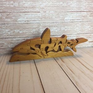 Wooden Shark Decor